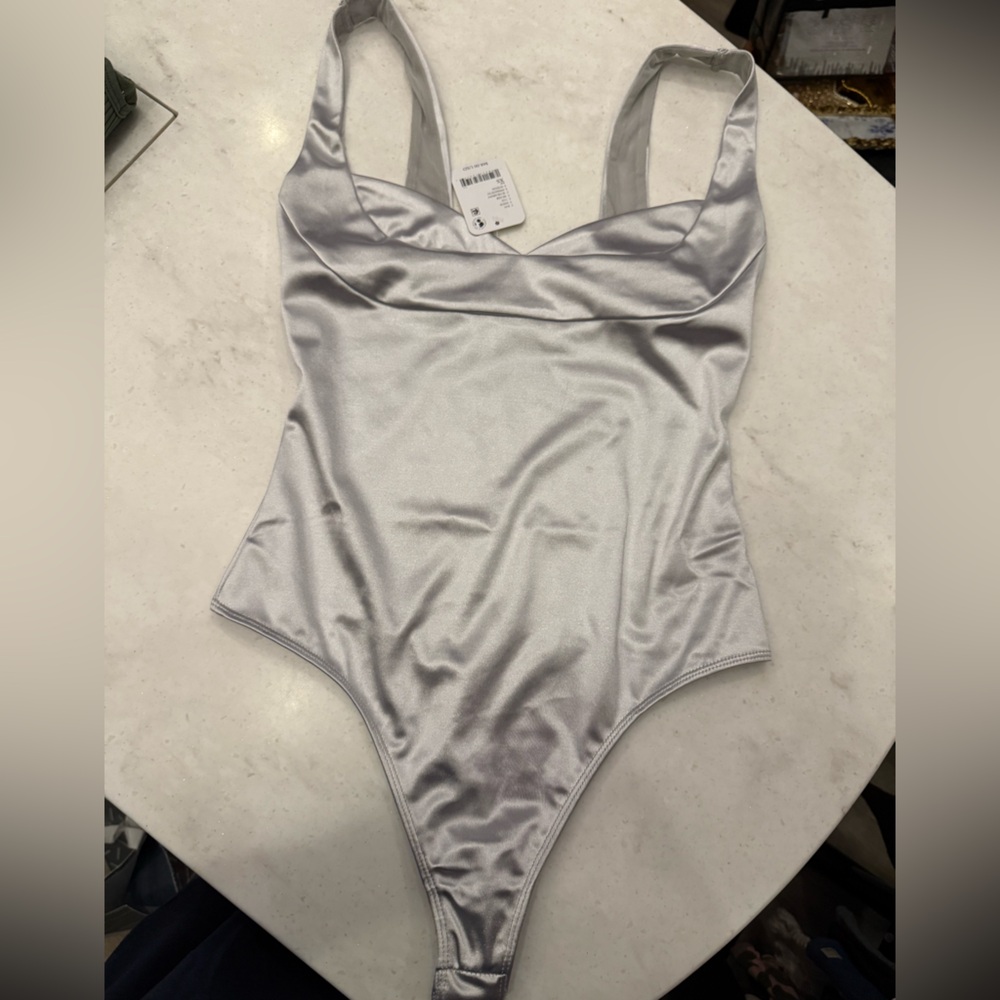 Free People Silver Bodysuit